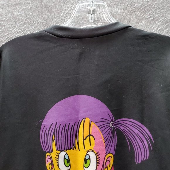Anime Girl Men Sweatshirt Medium Black Graphic‎ Print Purple Hair Pullover - Picture 7 of 7